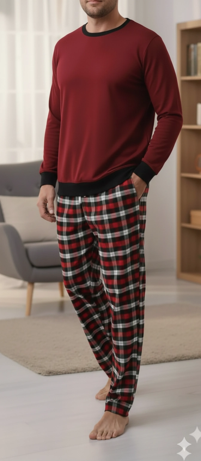 Pyjama à carreaux Pijalux grande taille avec une seule poche inférieure