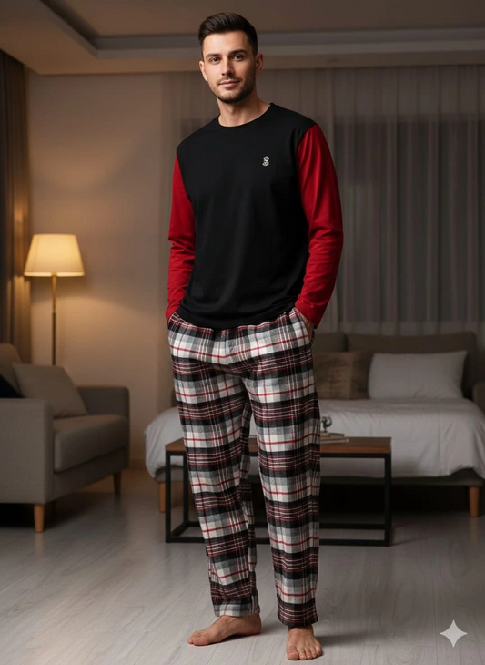 Pijalux Single Bottom Plaid Thick Poplin Pajamas