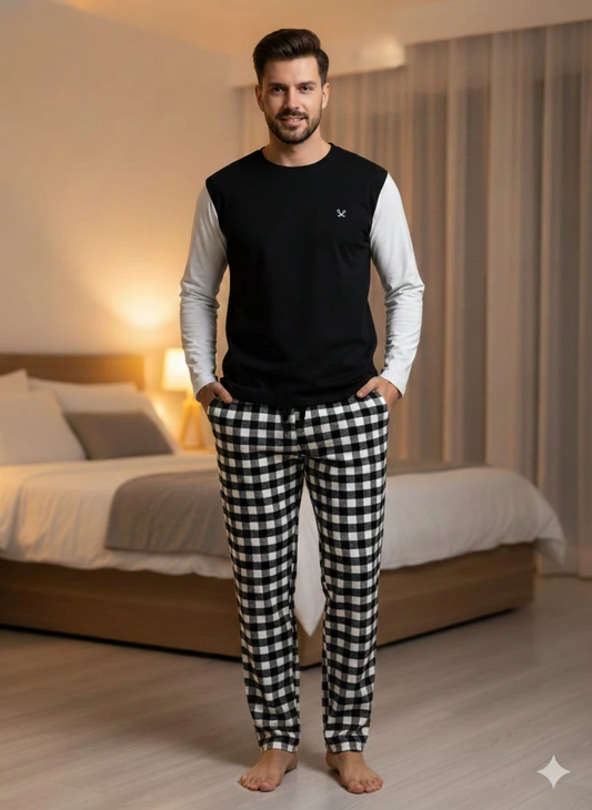 Pijalüx Tek Alt Ekose Kalın Poplin Ev Pantalonu