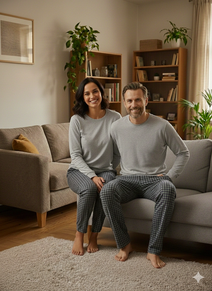 Pijalüx Tek Alt Örme Ekose Ev Pantolonu