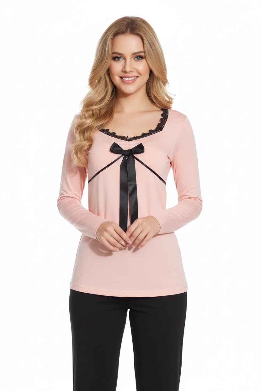 Sahinler pyjama d'hiver en jacquard chat appliqué 21806