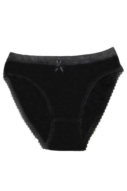 Şahinler culotte de bikini noire bordée de dentelle pour femme B223