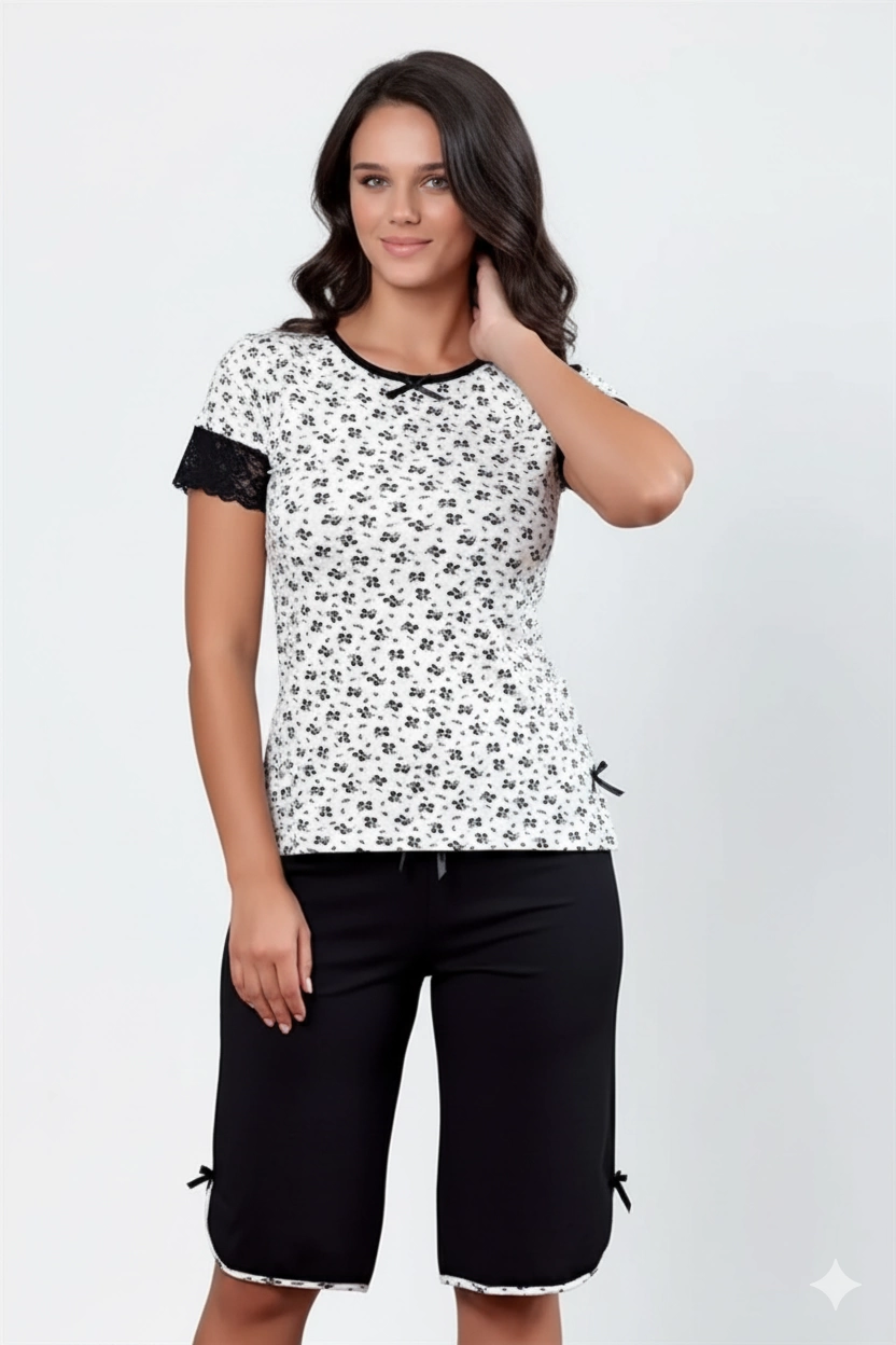 Ensemble Capri en dentelle à manches fauves B454