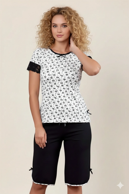 Ensemble Capri en dentelle à manches fauves B454