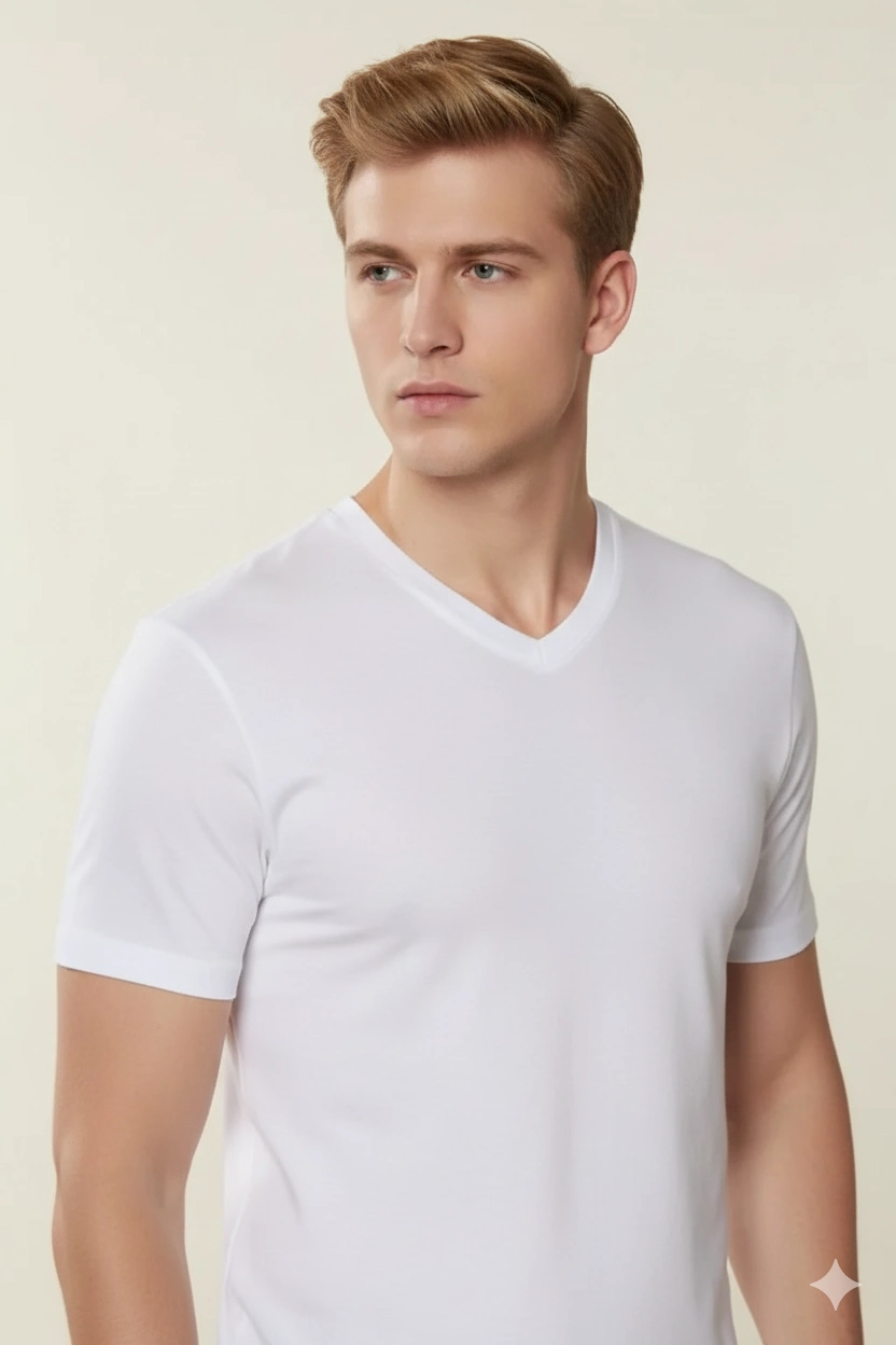 Şahinler V Neck Men's Combed Cotton E008