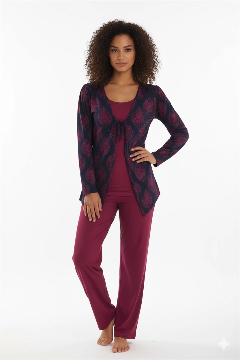 Ensemble pyjama trois pièces pour femme 80017