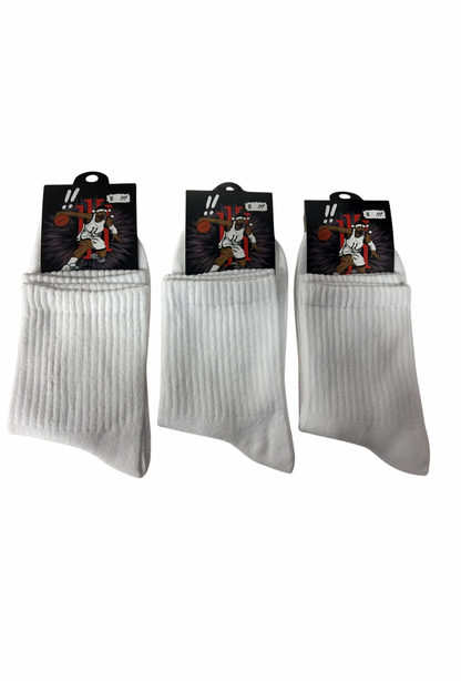 Yalıncak Long-Cuff College Socks White Plain 12 Pack